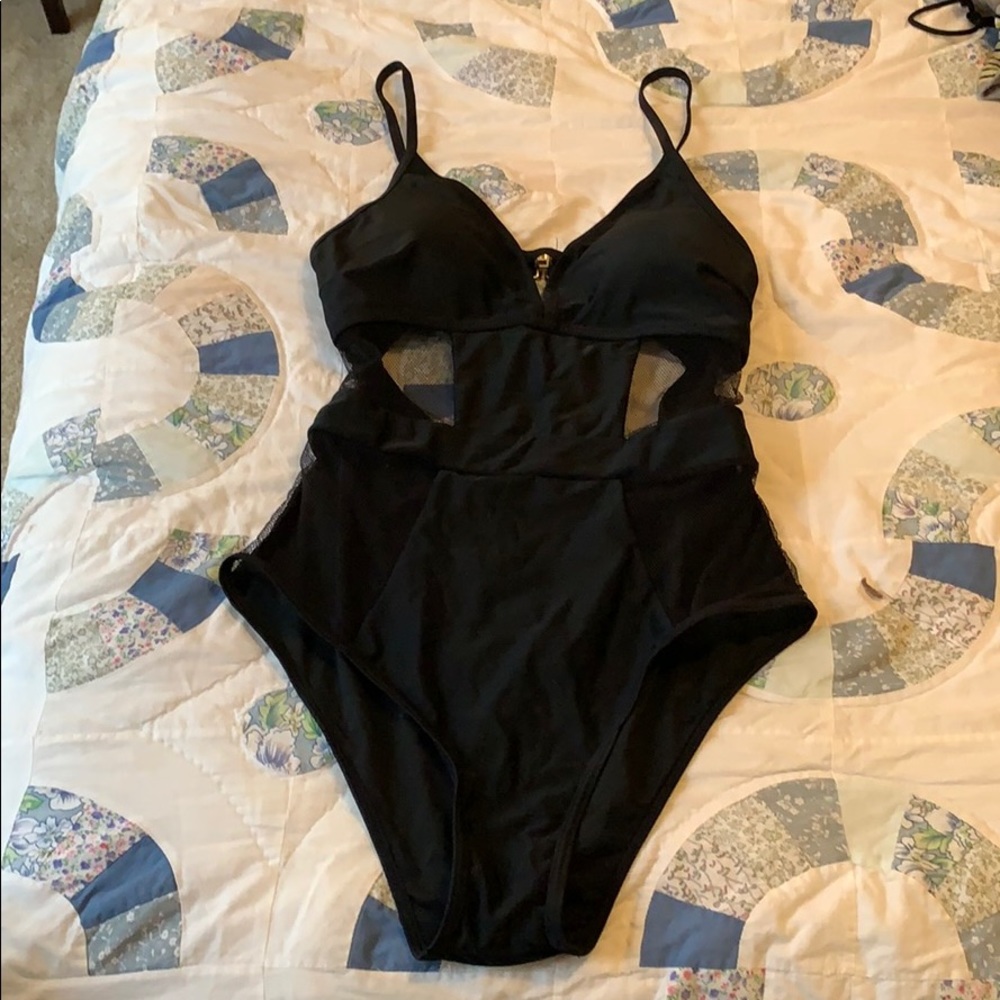 Black one piece swim suit